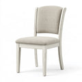 Chaise de salle à manger 48 x 57 x 96 cm en bois blanc cassé avec assise rembourrée beige style classique