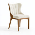 Chaise de salle à manger 50 x 60 x 90 cm en tissu beige et bois marron - dossier haut capitonné