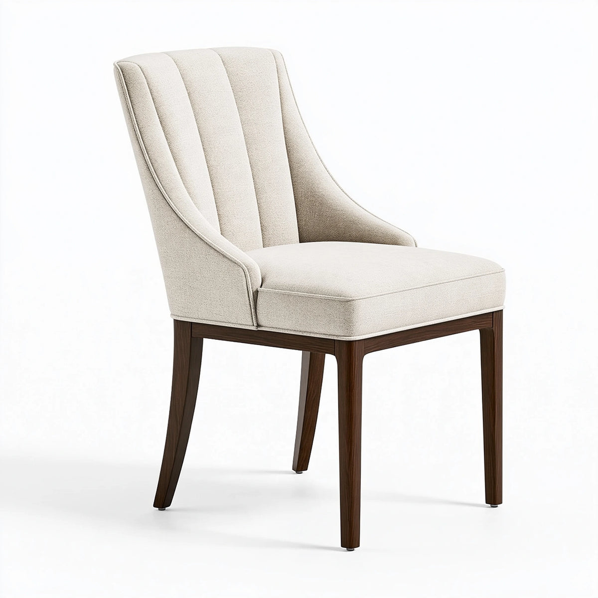 Chaise de salle à manger 58 x 64 x 94 cm en tissu beige avec pieds en bois style contemporain