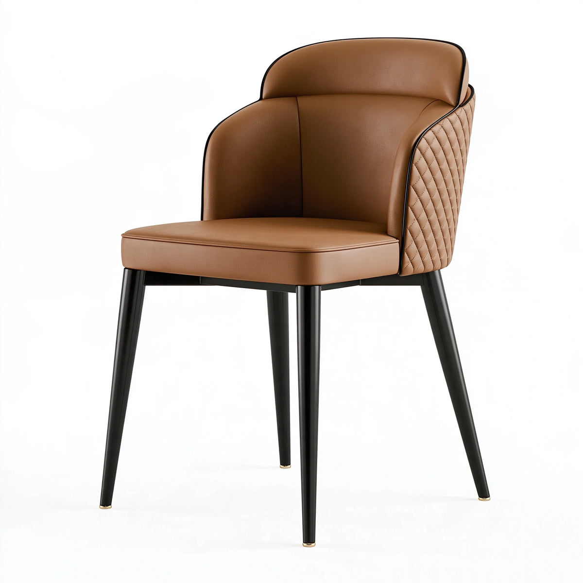 Chaise de salle à manger 58 x 60 x 82 cm en revêtement aspect cuir marron style contemporain