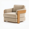 Fauteuil 85 x 88 x 82 cm en tissu beige et bois - style contemporain