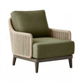 Fauteuil 72 x 78 x 86 cm en tissu vert et cordage beige - assise rembourrée style contemporain