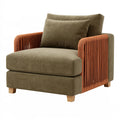 Fauteuil 95 x 90 x 85 cm en tissu vert kaki et cordage terracotta - style contemporain pour salon