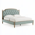 Lit 160 x 200 cm en tissu vert d'eau avec tête de lit capitonnée style classique