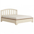 Lit double 160 x 200 cm en bois crème et marron style classique avec tête de lit à barreaux