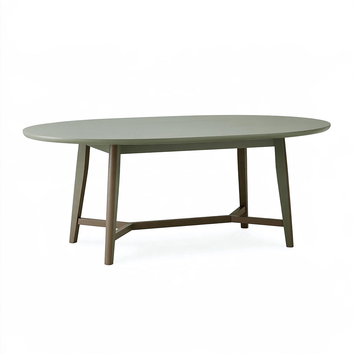 Table à manger ovale 180 x 90 cm en bois vert style contemporain