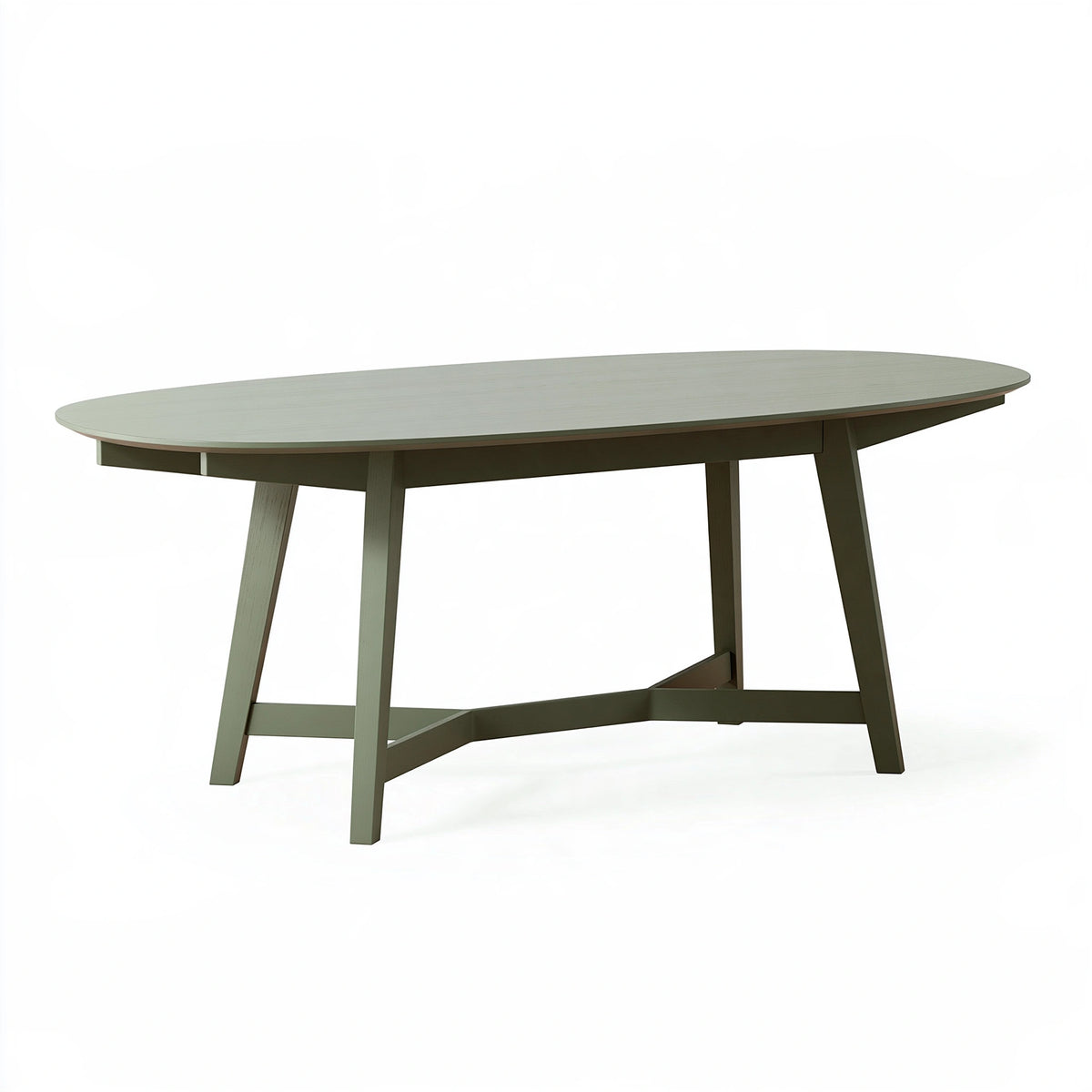 Table à manger ovale 180 x 90 cm en bois vert style contemporain