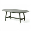 Table ovale 160 x 90 x 75 cm en métal vert grisé - style contemporain pour repas