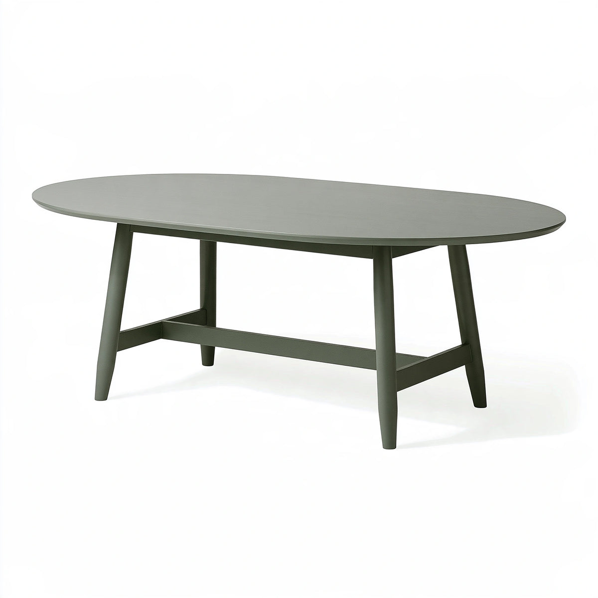 Table ovale 160 x 90 x 75 cm en métal vert grisé - style contemporain pour repas