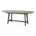 Table de salle à manger ovale 180 x 90 cm en bois vert sauge et brun style contemporain