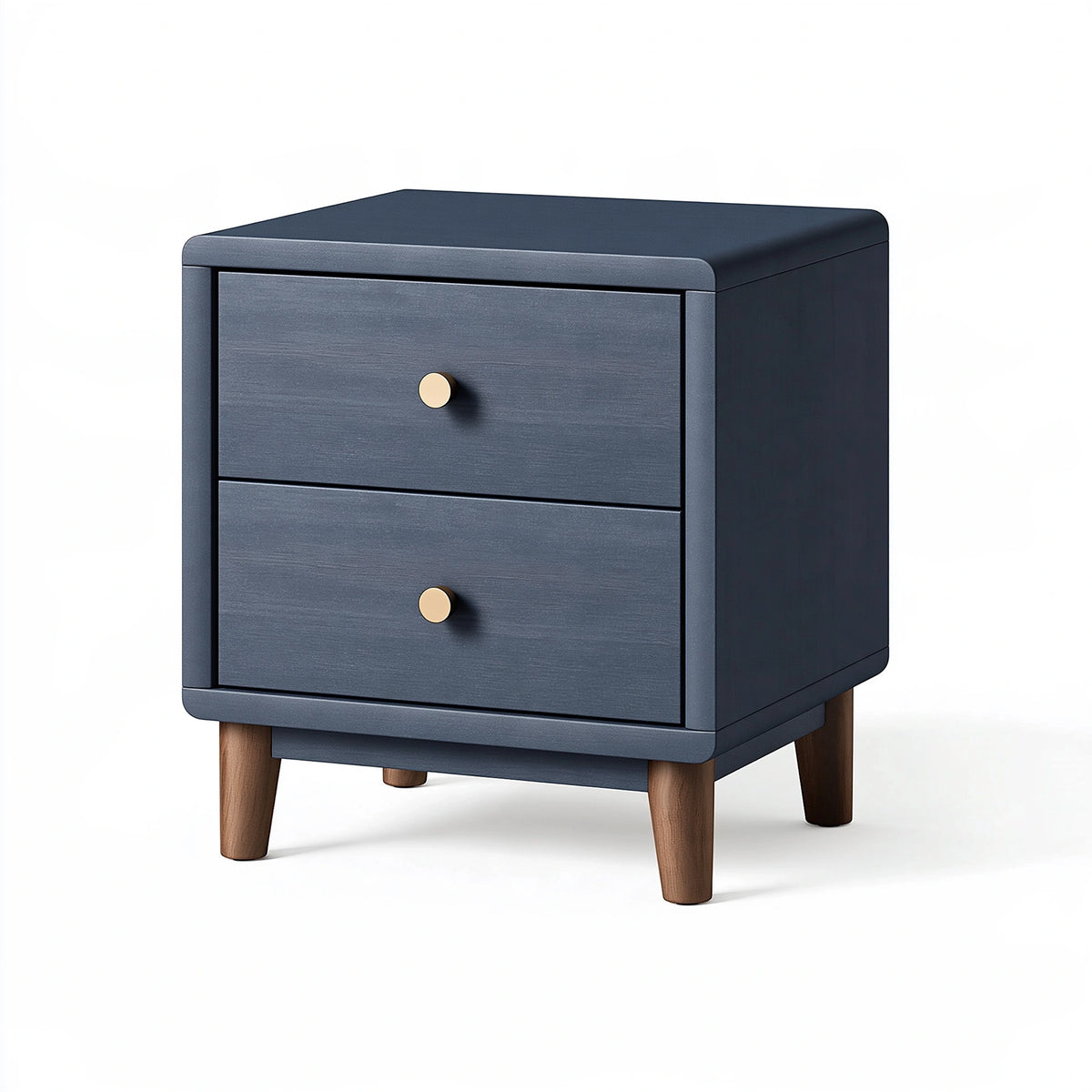 Table de chevet 45 x 38 x 55 cm en bois bleu foncé à 2 tiroirs style contemporain