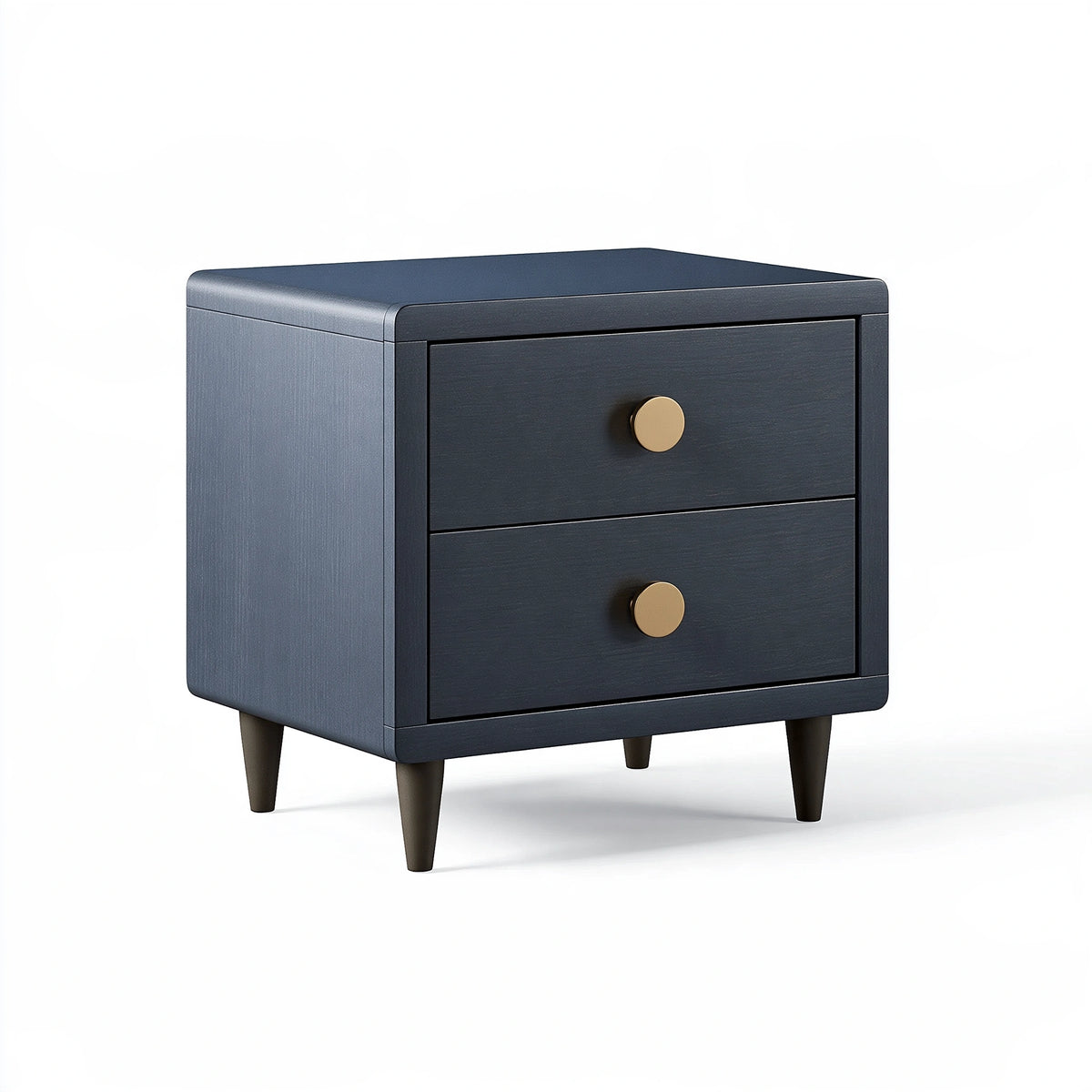 Table de chevet 50 x 40 x 60 cm en bois bleu nuit à 2 tiroirs style contemporain