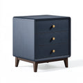 Table de chevet 50 x 40 x 60 cm en bois bleu foncé à 3 tiroirs style contemporain