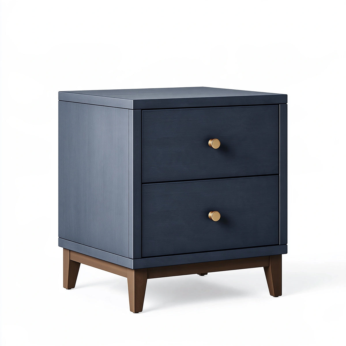 Table de chevet 45 x 40 x 60 cm en bois bleu marine à 2 tiroirs style contemporain