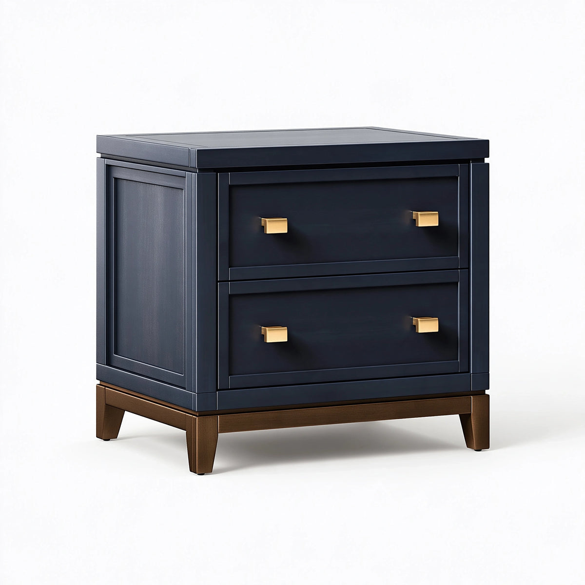 Table de chevet 60 x 45 x 65 cm en bois bleu nuit avec 2 tiroirs style classique