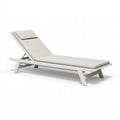 Transat extérieur 200 x 70 x 35 cm métal et textile blanc beige - dossier réglable