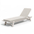 Chaise longue de jardin 200 x 70 x 85 cm en bois blanc avec coussin beige dossier réglable