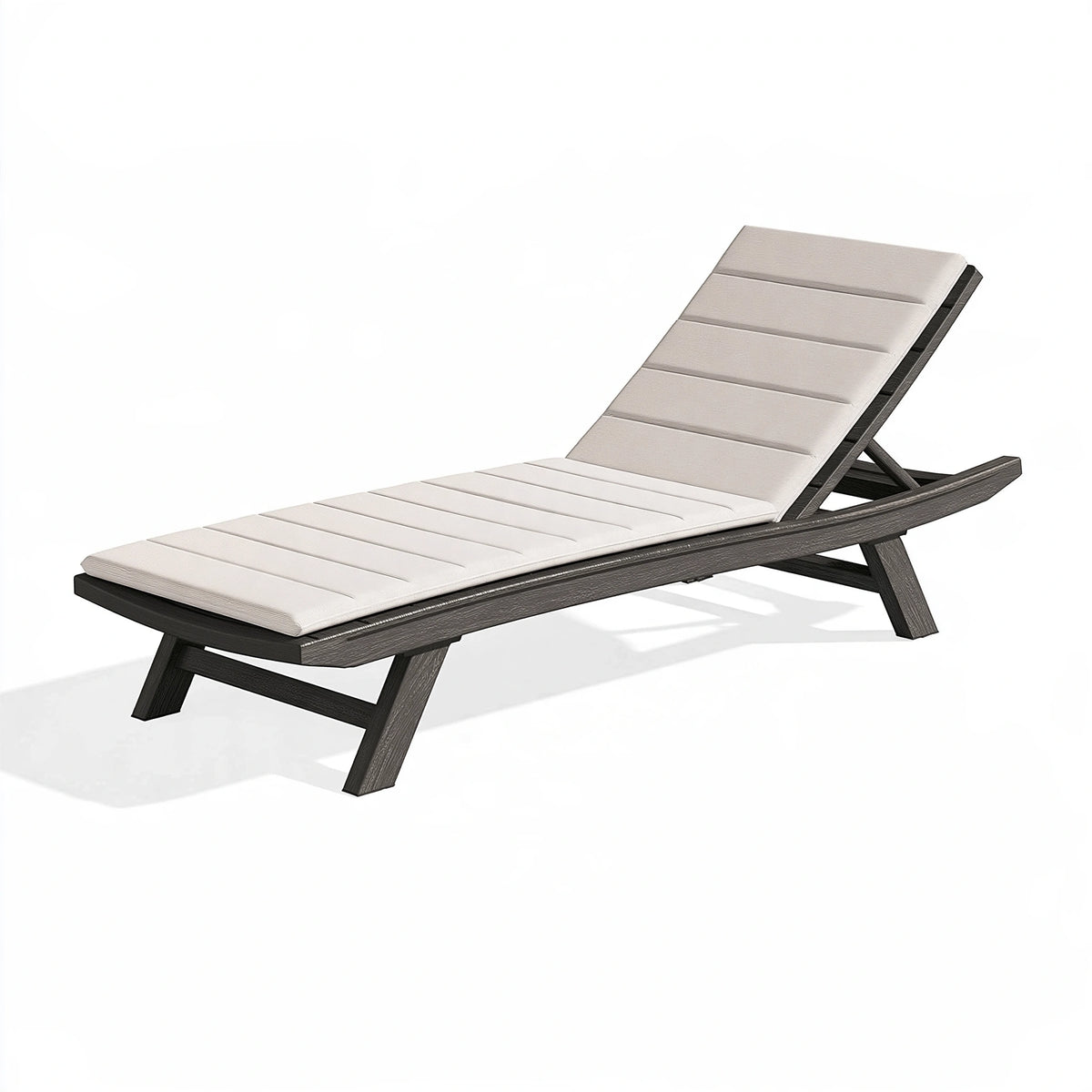 Chaise longue d'extérieur 200 x 65 cm en bois noir avec matelas beige dossier réglable