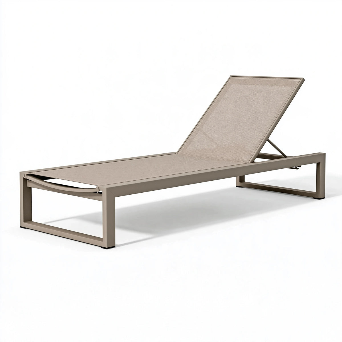 Chaise longue 200 x 65 x 35 cm en aluminium taupe avec toile textilène dossier réglable