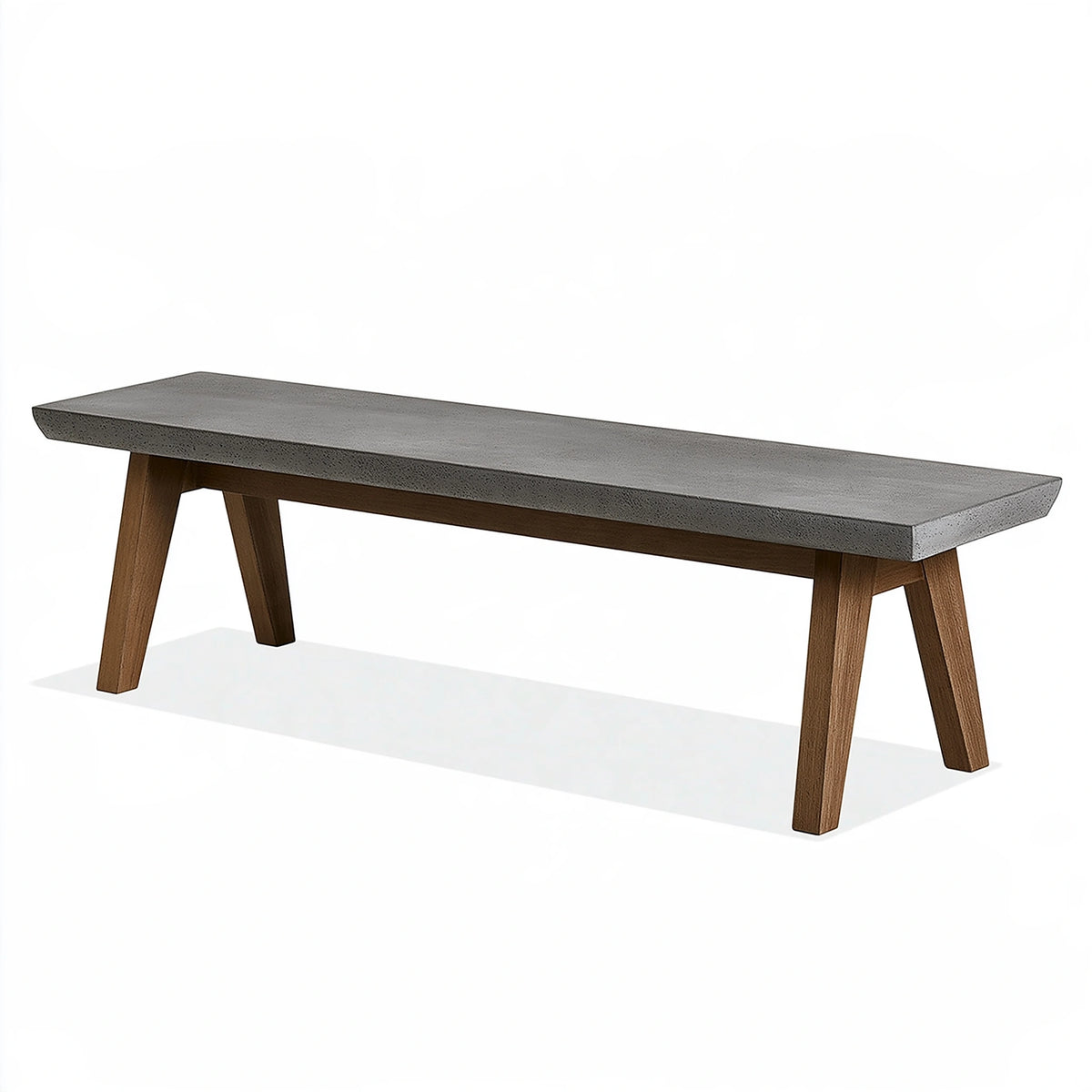 Banc 150 x 40 x 45 cm béton gris et bois brun style industriel