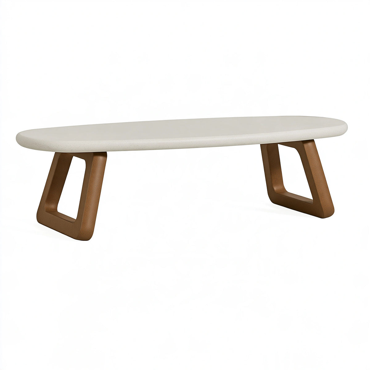 Banc 180 x 40 x 45 cm plateau effet pierre blanc pieds métal brun style contemporain